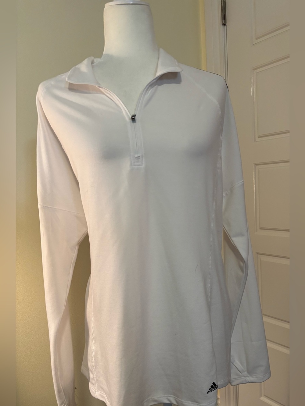 Adidas White Quarter-Zip Performance Shirt